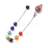 Chakra Synthetic & Natural Mixed Gemstone Pointed Dowsing Pendulums PALLOY-JF02608-02-4