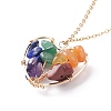 Natural Gemstone Chips Heart with Tree of Life Pendant Necklace NJEW-JN03868-02-5