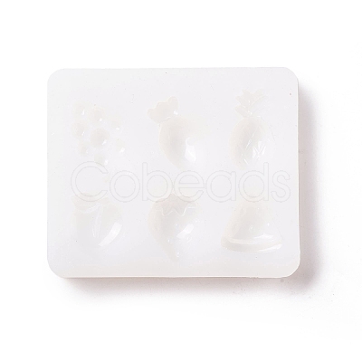 DIY Grape & Pineapple & Peach & Strawberry & Carrot Shape Cabochon Silicone Molds X-SIMO-B001-02-1