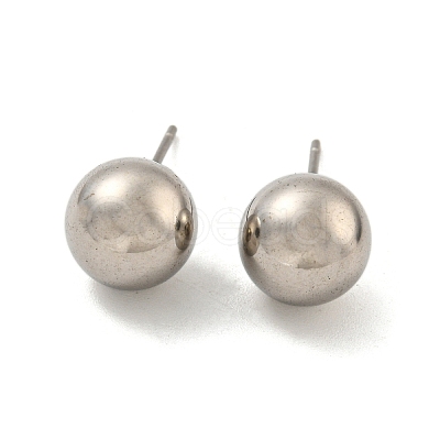 Tarnish Resistant 304 Stainless Steel with 201 Stainless Steel Smooth Round Ball Stud Earring Findings STAS-O004-08G-P-1