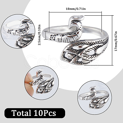 SUNNYCLUE 10Pcs Alloy Cuff Rings RJEW-SC0001-07-1