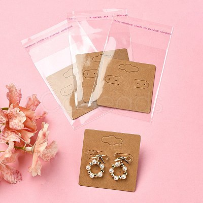 30Pcs Kraft Paper Earring Display Cards with Hanging Hole EDIS-YW0001-05-1