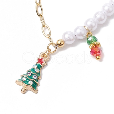 5Pcs 5 Styles Christmas Acrylic Imitated Pearl & Paperclip Chain Bracelets BJEW-JB10383-1