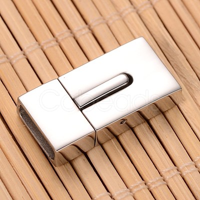 Tarnish Resistant Mixed Smooth & Matte 304 Stainless Steel Rectangle Magnetic Clasps STAS-I045-04-1