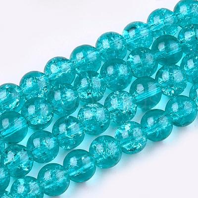 Crackle Glass Beads Strands X-CCG-Q001-10mm-06-1