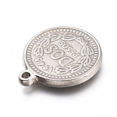 Non-Tarnish 201 Stainless Steel Coin Pendants STAS-Z019-13P-1