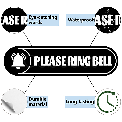 Mini PVC Coated Self Adhesive PLEASE RING BELL Warning Stickers STIC-WH0018-002-1