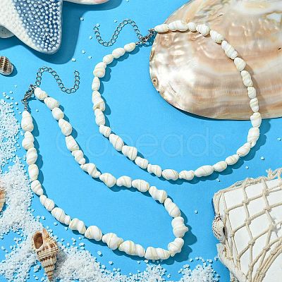 Natural Shell Beaded Necklaces for Women NJEW-JN05030-1