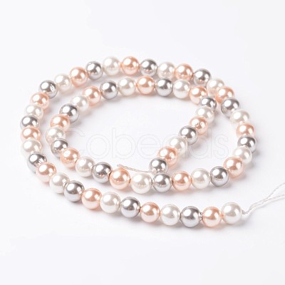 Round Shell Pearl Bead Strands X-BSHE-E007-8mm-01-1