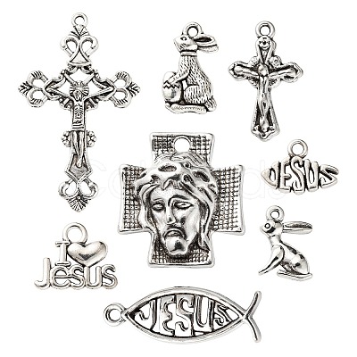 80Pcs 8 Style Tibetan Style Alloy Pendants X1-FIND-LS0001-41AS-1