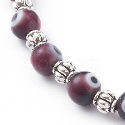 Handmade Round Evil Eye Lampwork Beaded Stretch Bracelets BJEW-JB05974-05-1