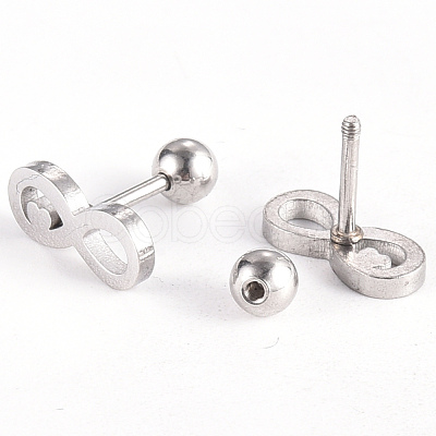 Tarnish Resistant 201 Stainless Steel Barbell Cartilage Earrings EJEW-R147-21-1