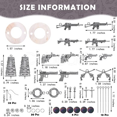 DIY Gun Weapon Shape Drop Earring Making Kit DIY-SZ0006-63-1