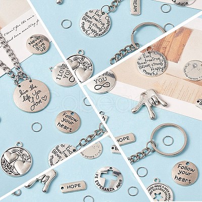 DIY Motivation Word Charm Keychain Making Kit DIY-SZ0008-38-1