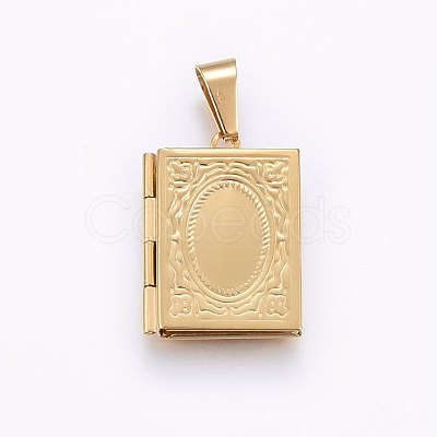 Ion Plating(IP) 316 Stainless Steel Locket Pendants for Teachers' Day STAS-O103-42G-1