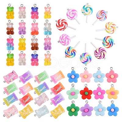 80Pcs 40 Style Polymer Clay & Resin Pendants RESI-SZ0001-41-1