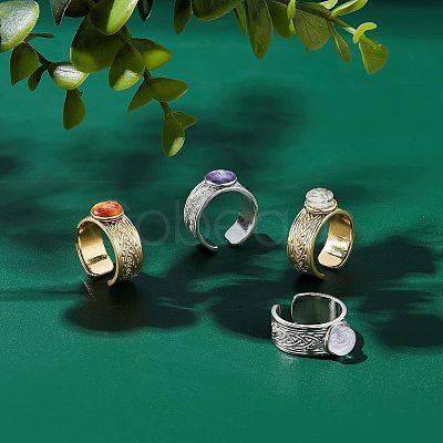 Unicraftale 4Pcs 2 Colors 304 Stainless Steel Open Cuff Ring Findings STAS-UN0038-04-1