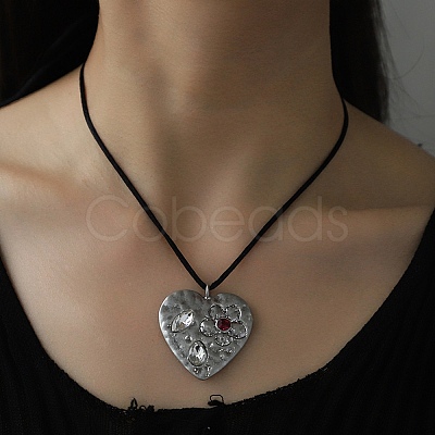 Alloy Rhinestone Pendant Necklaces NJEW-A022-01A-1