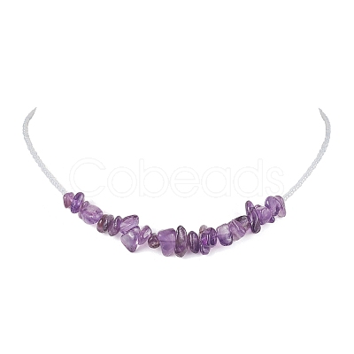 Glass with Natural Gemstone Chip Necklaces NJEW-JN04852-1