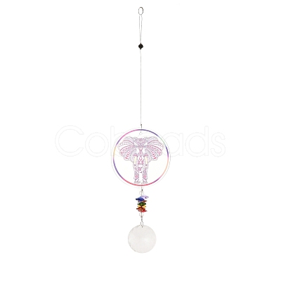 Glass Round Window Hanging Suncatchers DJEW-PW0010-04A-1