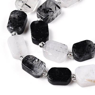 Natural Black Rutilated Quartz Beads Strands G-T138-03-1