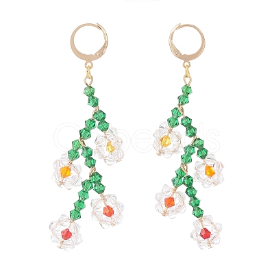 Sparkling Faceted Beaded Flower of Life Dangle Hoop Earrings for Girl Women X1-EJEW-TA00022-1