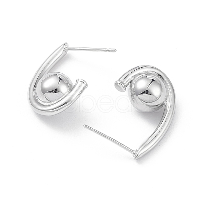 Rack Plating Brass Stud Earrings for Women EJEW-K245-28P-1