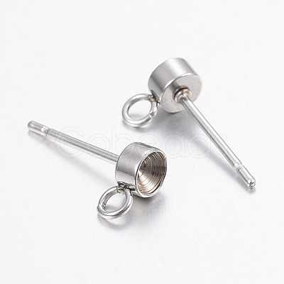 Non-Tarnish 304 Stainless Steel Stud Earring Findings STAS-E149-01P-1