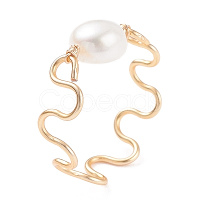 Natural Cultured Freshwater Pearl Bead Rings for Women RJEW-JR00435-1