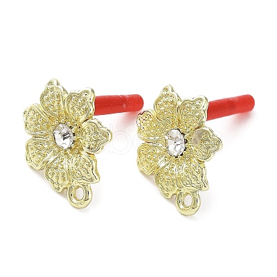 Rack Plating Alloy Flower Stud Earrings Finding EJEW-B030-08G-1