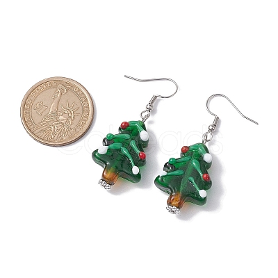 Christmas Theme Glass Dangle Earrings EJEW-TA00475-03-1