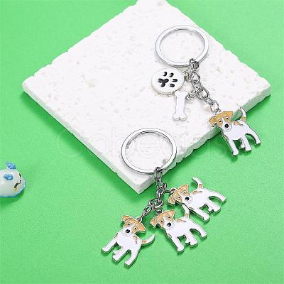 WEWAYSMILE 2 pcs Dog Keychain Car Keychain Pet Pendant Key-Ring Lovely Dog Key-ring Portable Metal Keychain Gift for Pet Lover Birthday Puppy Theme Party Supplies (Jack Dog) JX796A-1