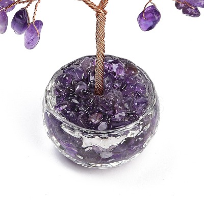 Natural Amethyst Chips Tree of Life Decorations DJEW-B013-01D-1