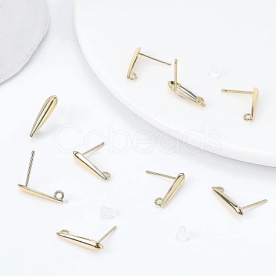 BENECREAT 40Pcs Brass Stud Earring Findings KK-BC0009-04-1