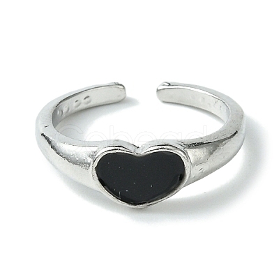 Heart Alloy Enamel Open Cuff Rings RJEW-K275-04P-1