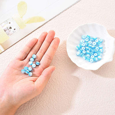 50Pcs Transparent Stripe Resin Beads RESI-YW0001-02E-1