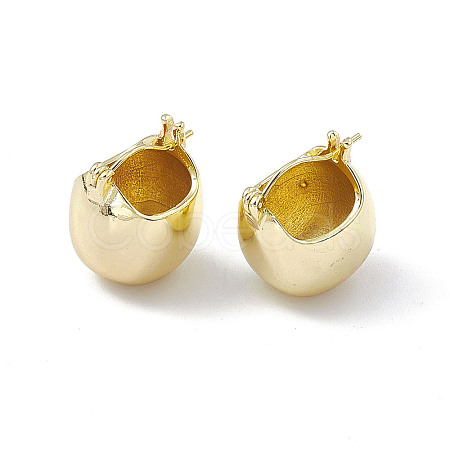 Brass Round Dome Hoop Earrings for Women EJEW-P215-02G-1
