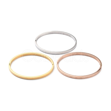 3Pcs 3 Color Ion Plating(IP) 304 Stainless Steel Roman Numerals Bangle BJEW-B055-04-1