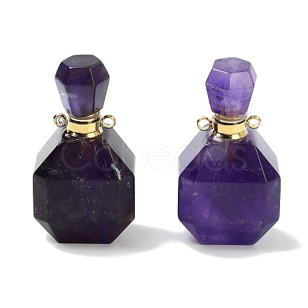 Natural Amethyst Perfume Bottle Pendants G-Q163-10G-08-1