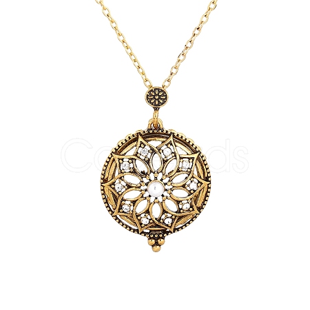 Alloy Rhinestones & Glass Magnifying Pendant Necklace for Women PW-WG66202-06-1