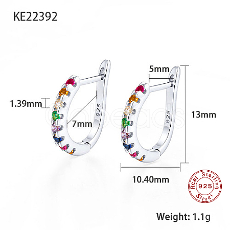 Rhodium Plated 925 Sterling Sliver Micro Pave Colorful Cubic Zirconia Hoop Earrings DD0491-4-1