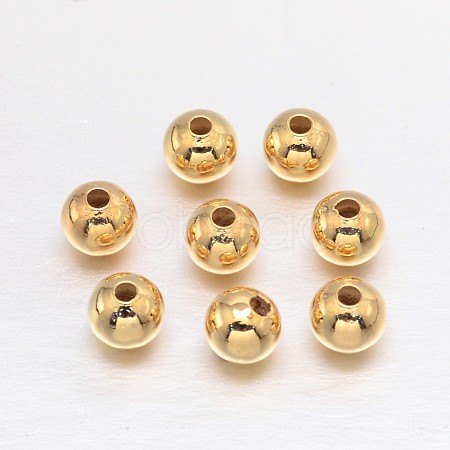 Real 18K Gold Plated Brass Round Spacer Beads X-KK-L147-197-4mm-NR-1