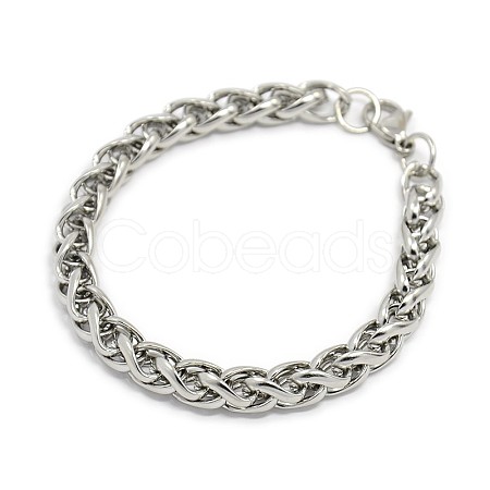 Trendy 304 Stainless Steel Wheat Chain Bracelets STAS-A028-B003P-1