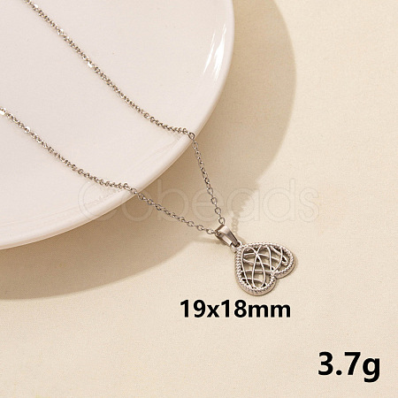 Vintage Stainless Steel Heart Pendant Lock Collarbone Chain Necklace for Women KO0043-5-1