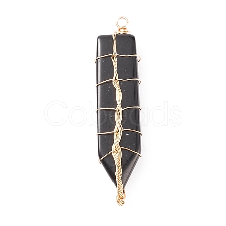 Natural Obsidian Big Pendants PALLOY-JF01652-04-1