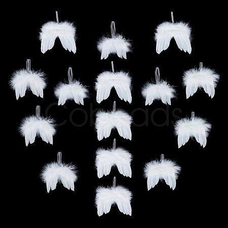 AHADERMAKER 15Pcs 5 Style Feather Wings Pendant Decorations FIND-GA0003-03B-1