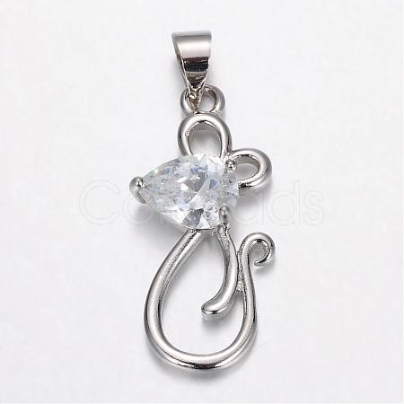 Brass Micro Pave Cubic Zirconia Pendants ZIRC-P015-14P-1