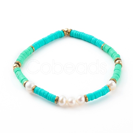 Polymer Clay Heishi Beaded Stretch Bracelets BJEW-JB06145-03-1