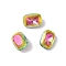 Glass Rhinestone Cabochons, Flat Back & Back Plated, Faceted, Rectangle, Light Rose, 8x6x3.3mm