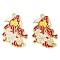 Rack Plating Alloy Enamel Pendants, Golden, Fish Charm, Crimson, 33x23x1.5mm, Hole: 2mm